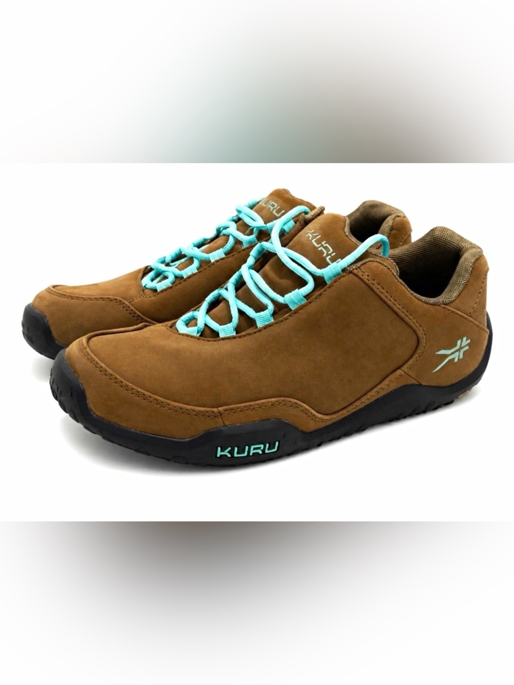 KURU Brown Nubuck Sneakers with Aqua Laces
